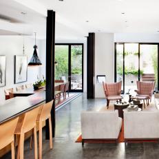 Modern Living and Dining Room With Industrial Accents