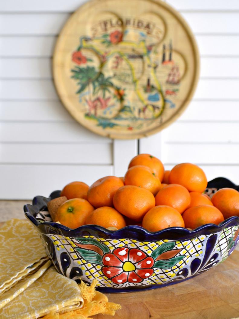 Colorful Mexican Bowl With Clementines