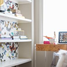 Eclectic Home Office With Butterfly Shelf