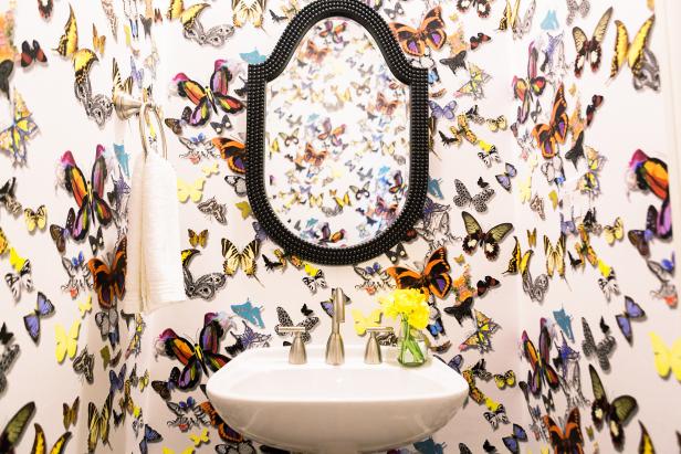 Powder Room With Butterflies