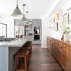 Contemporary Kitchen With Pendant Lights