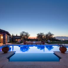 Pool Deck at Luxury Home With Mountain View