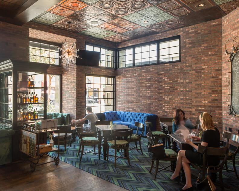 Blue Sofa and Tables in Pub Lounge Area 