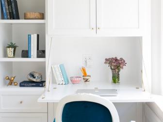 White Shelves & Fold Down Desk