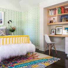 Eclectic Tween Bedroom With Built-In Desk