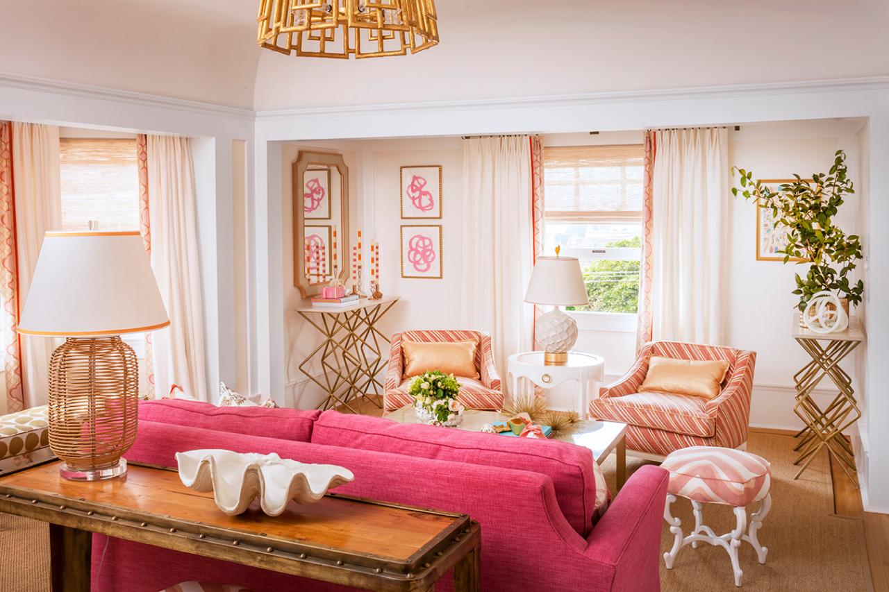 pink accents living room