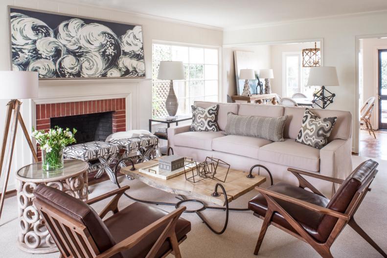 Neutral Transitional Living Room 