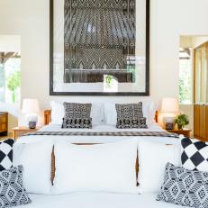 Bright & Airy Bedroom With Black and White Patterned Accents