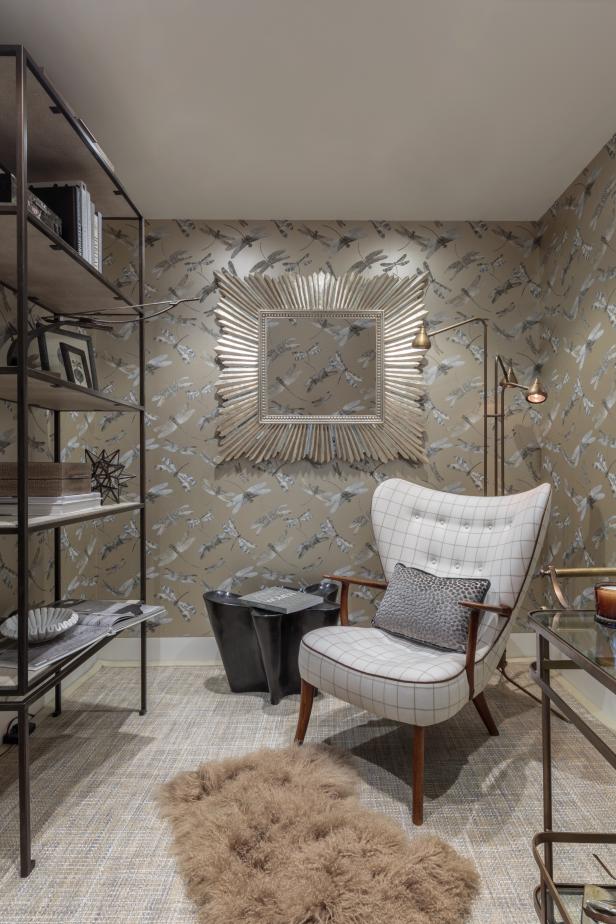 Glam Wallpaper Furnishings Turn Walk In Closet Into Cozy