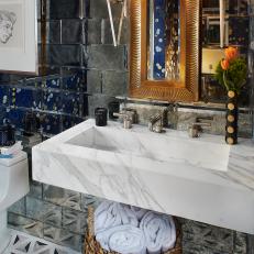 Modern Lines Meet Traditional Finishes in 1920s-Inspired Bathroom