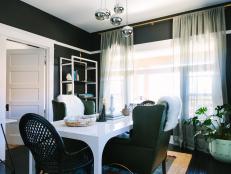 Eclectic Home Office With Black Walls