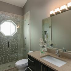 Guest Bathroom With Contemporary Cabinetry