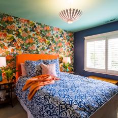 Bold Bedroom With Floral Accent Wall