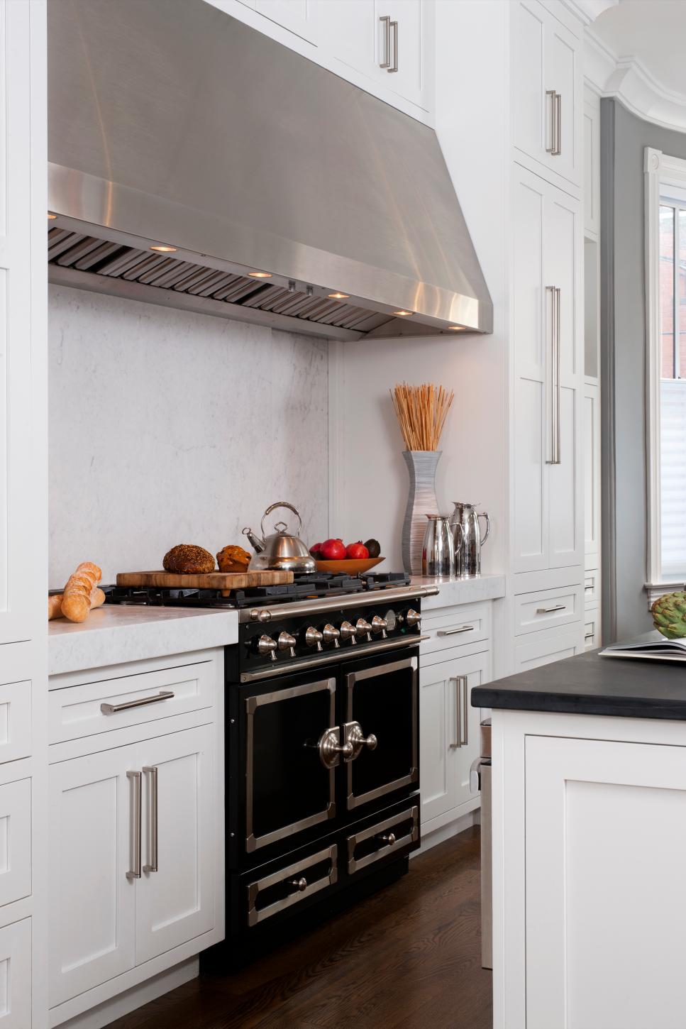 Stainless Steel Range Hood In Transitional Kitchen | HGTV