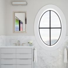 White Contemporary Spa Bathroom With Oval Window