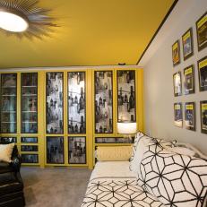 Black And Yellow Teen Bedroom With White Iron Daybed