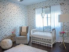 Black And White Nursery With Simple White Crib
