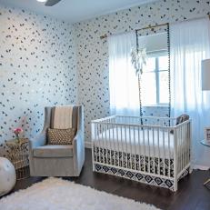 Black And White Nursery With Simple White Crib