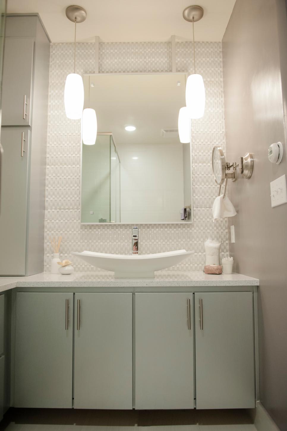 bathroom sink backsplash tile vessel lighting pendant elegant hgtv contemporary pattern vanity