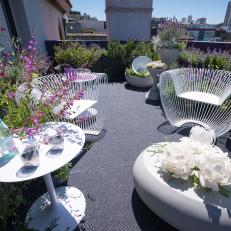 Purple Flower-Filled Terrace With City Views of San Francisco