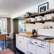 Eclectic Cottage Kitchen With Open Shelving