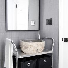 Contemporary Bathroom With Stone Vessel Sink