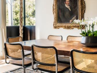 Dining Room With Light Bulb Chandelier