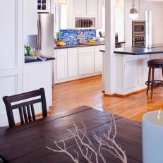 White Transitional Kitchen With Wood Floor