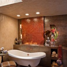 Asian Master Bathroom With Clawfoot Tub