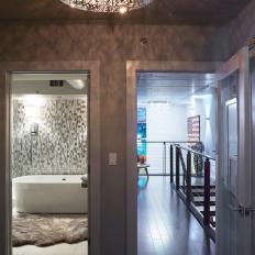 Contemporary Hallway With Decorative Lighting From Enchanting Circular Light Fixture 