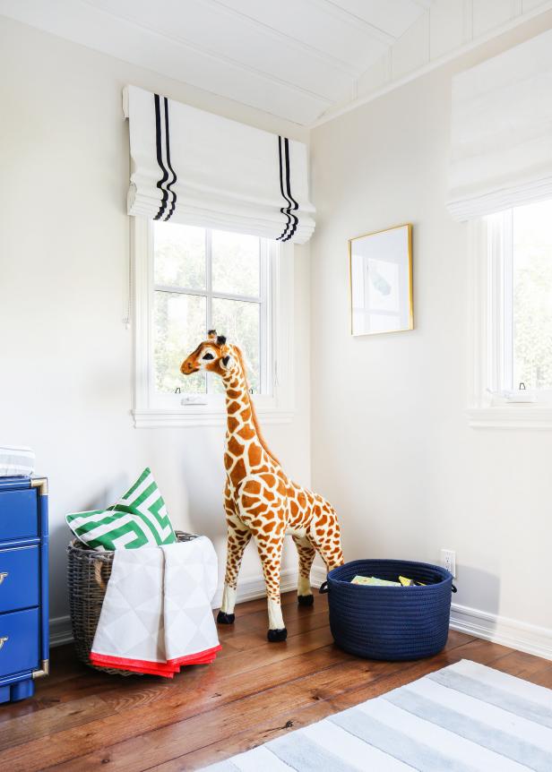 Contemporary Boy's Nursery With Storage Baskets