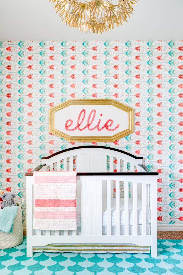 Contemporary Teal and Coral Girl's Nursery