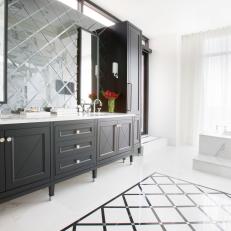 Sophisticated Black-and-White Master Bathroom