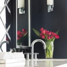 Black-and-White Bathroom With Chrome Sink Faucet