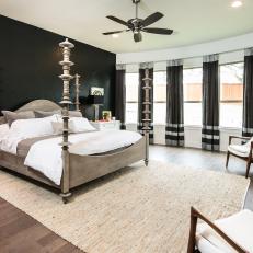 Black Transitional Bedroom With Four Poster Bed