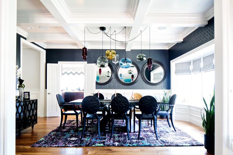 Transitional Black-and-White Dining Room 