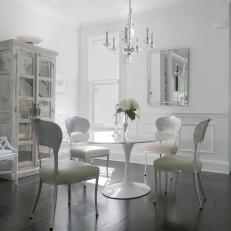 Transitional White Dining Room is Elegant