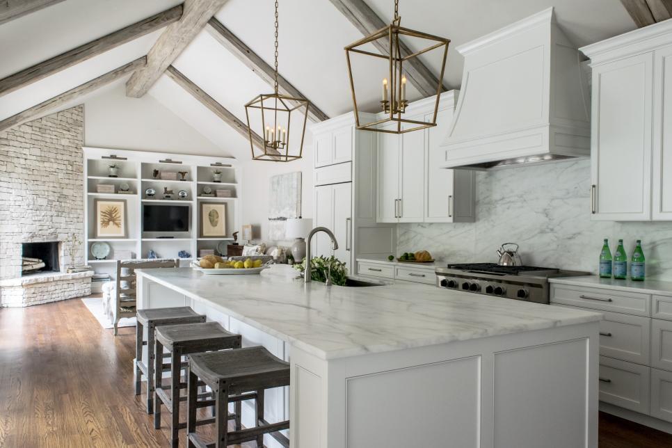 White Contemporary Kitchen With Vaulted Ceilings | HGTV Faces of Design