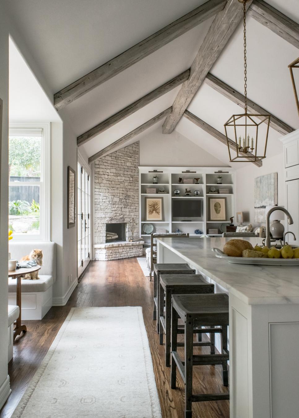 White Cottage Open  Plan  Kitchen  With Vaulted Ceiling HGTV