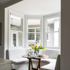 White Transitional Breakfast Nook With Banquette