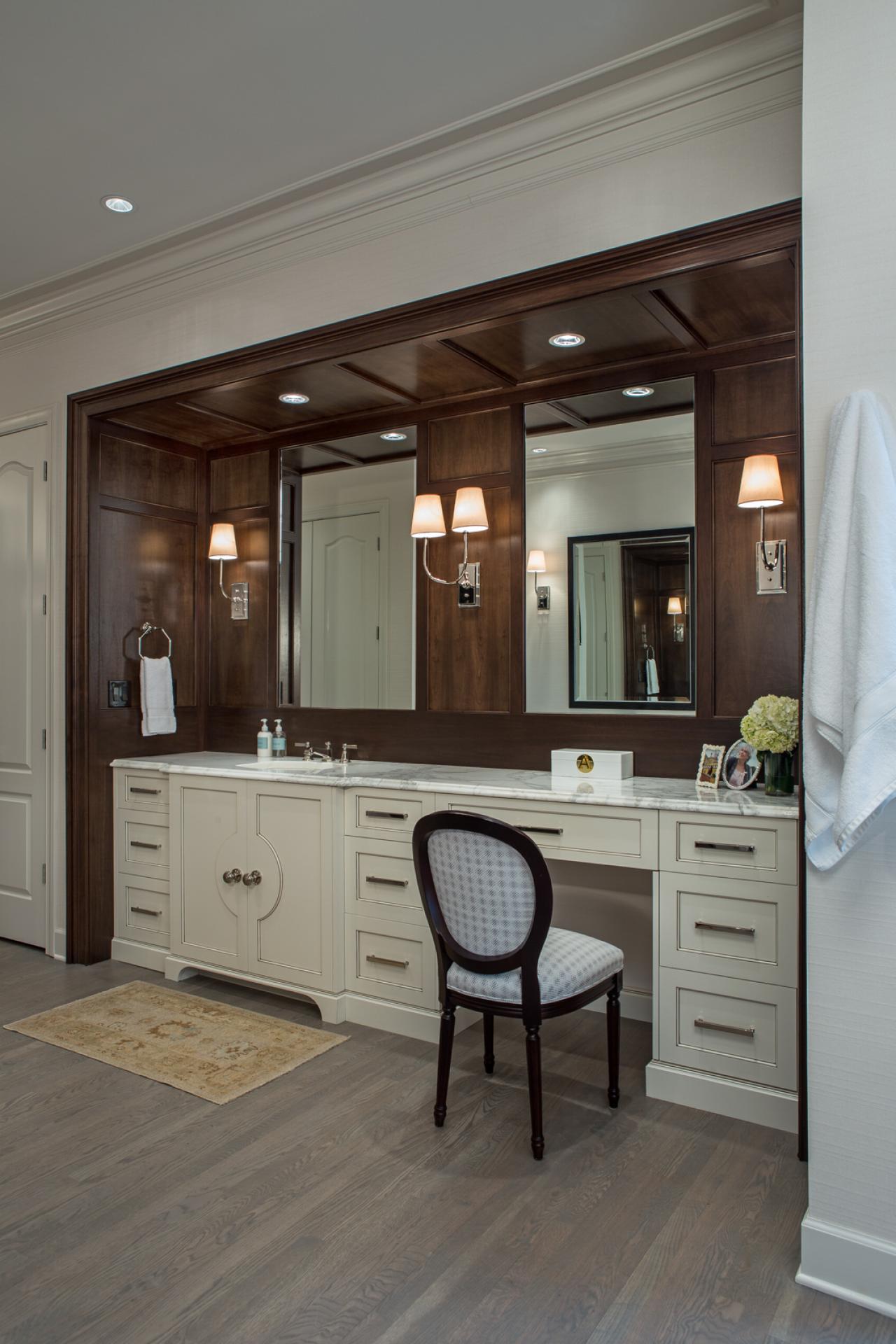 Makeup Vanity Bathroom : Bathroom vanity with makeup area - large and ...