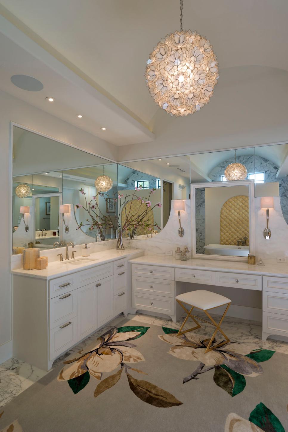 Chic Master Bathroom With Makeup Vanity | HGTV
