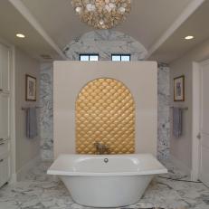 Soaking Bathtub in Elegant Bathroom