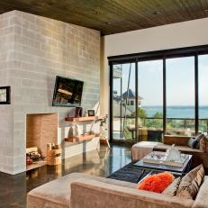 Contemporary Lakefront Living Room
