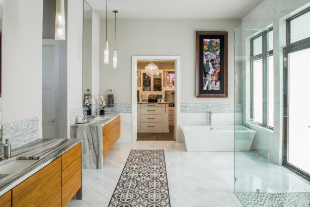 Gray & White Contemporary Double Vanity Bathroom