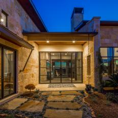 Glass Door Entry to Contemporary Home