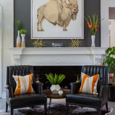 Midcentury Modern Living Room With Buffalo