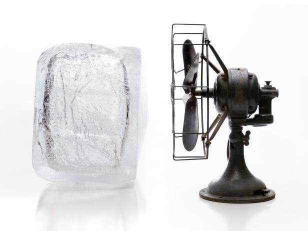 Fan and ice block