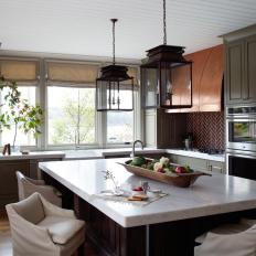 Neutral Country Kitchen With Copper Range Hood