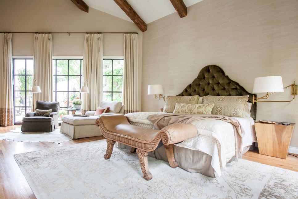 Traditional Master Bedroom With Tufted Headboard